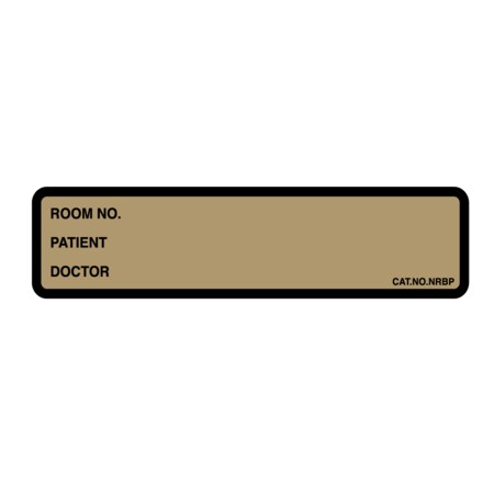 Nevs Printed Chart Label-Room No , name, Doctor 1-3/8x5-3/8 Gold w/Black NRBP-GOLD